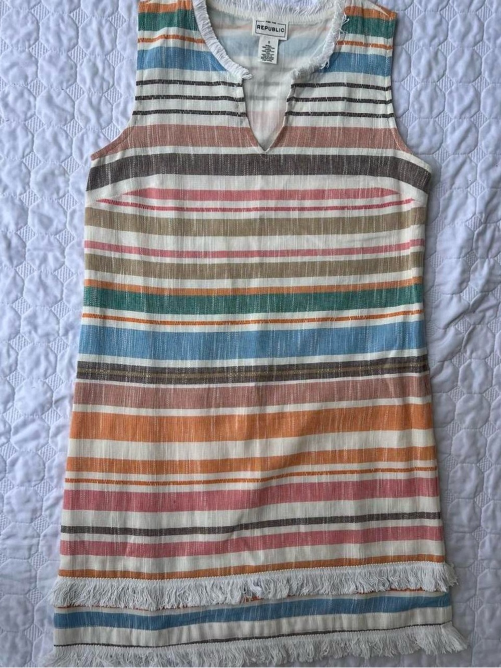 For The Republic - Mini tank dress - woven freyed multicoloured striped Size S
